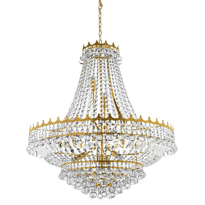 Victorian - Inspired Chandeliers with Ornate DetailsVersailles -13 Light Gold & Clear Crystal Chandelier