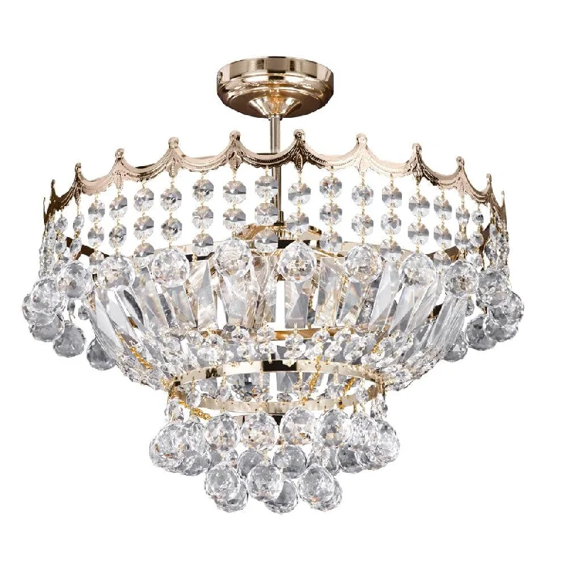 Chandeliers with Frosted Glass for a Softer Light DiffusionVersailles 5 Light Crystal Cut Jewels & Gold Chandelier