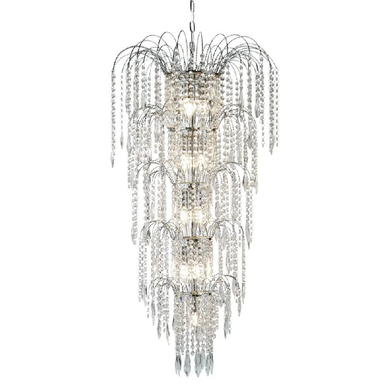 Chandeliers with Multiple Lights for Maximum IlluminationWaterfall 13 Light Chrome & Crystal Tiered Chandelier