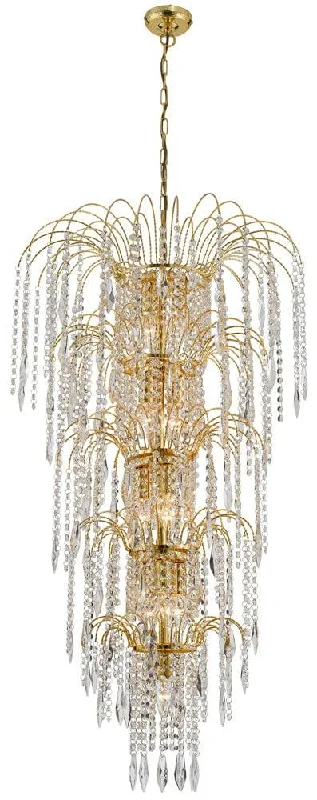 Chandeliers for Dining Rooms to Set the Mood for MealsWaterfall 13 Light Gold & Crystal Tiered Chandelier