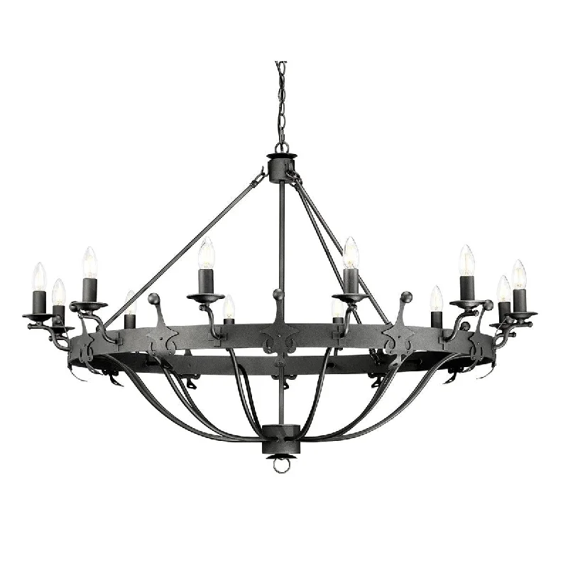 Chandeliers with Murano Glass for a High - End Artistic TouchWindsor 12 Light Graphite Chandelier Elstead Lighting