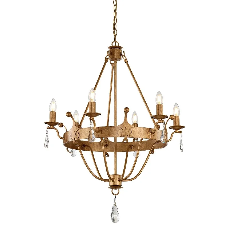 Chandeliers with Metal Frames in Silver FinishWindsor 6 Light Gold Patina Chandelier Elstead Lighting