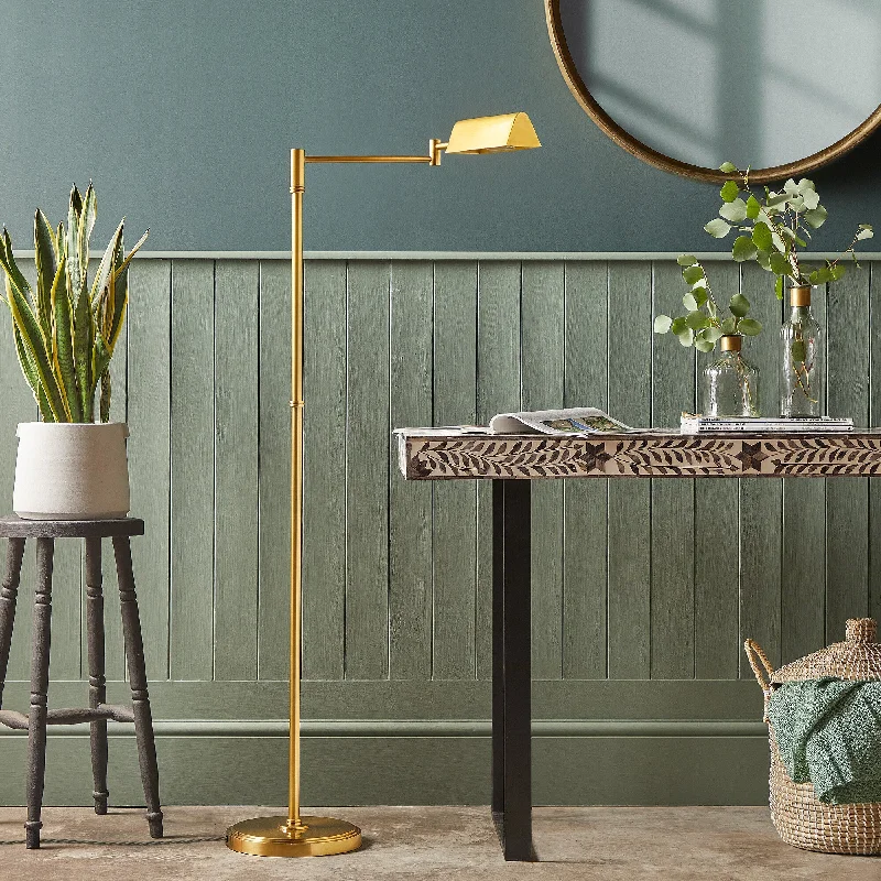 Industrial Style Floor Lamp with Exposed Bulbs for Loft ApartmentsAesop standing lamp in antiqued brass