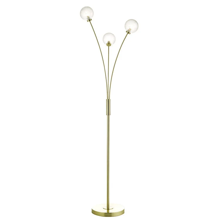 Fabric Floor Lamp with a Linen Shade for a Relaxed AestheticAVA Satin Brass & Ornate Frosted Glass Floor Lamp - ID 11201