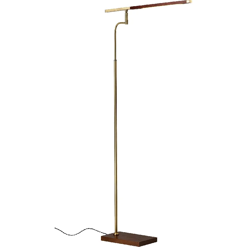 Glass Floor Lamp with Frosted Shades for Soft Diffused LightBagneux LED Floor Lamp Walnut/Brass