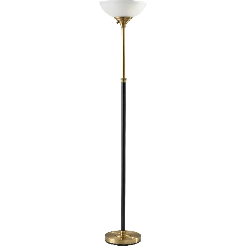 Glass Floor Lamp with Frosted Shades for Soft Diffused LightBegles Torchiere Black/Antique Brass