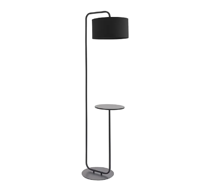 Fabric Floor Lamp with a Linen Shade for a Relaxed AestheticBlack Floor Light With Table And Black Shade - ID 11748