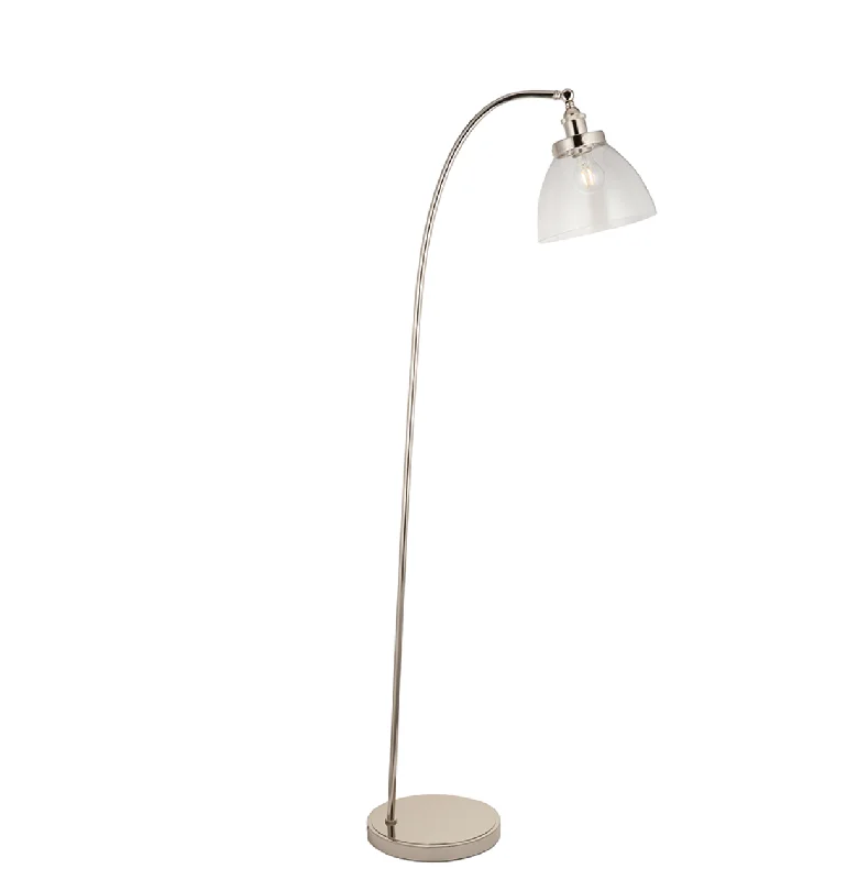 Adjustable Height Floor Lamp for Versatile Lighting NeedsBright Nickel resto floor light with clear glass - ID 11715