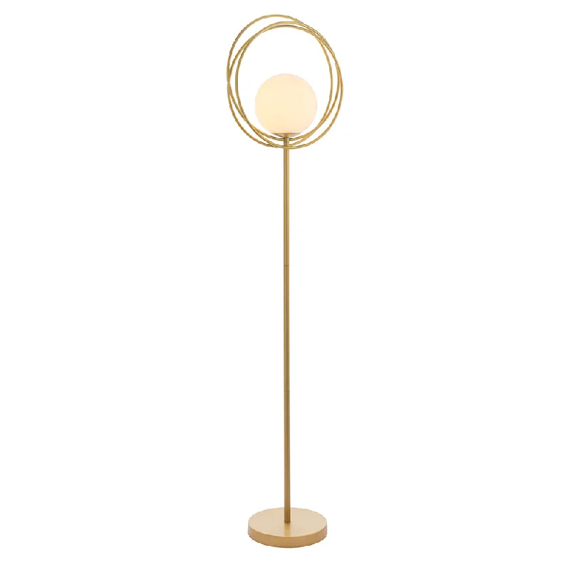 Industrial Style Floor Lamp with Exposed Bulbs for Loft ApartmentsBrushed Gold & Opal Glass Floor Lamp - ID 11152