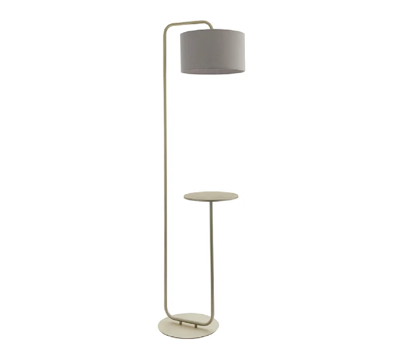 Marble Base Floor Lamp for a Touch of LuxuryChampagne Painted Floor Light With Table And Grey Shade - ID 11750