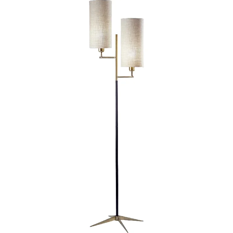 Glass Floor Lamp with Frosted Shades for Soft Diffused LightDenain Floor Lamp Brass/Black