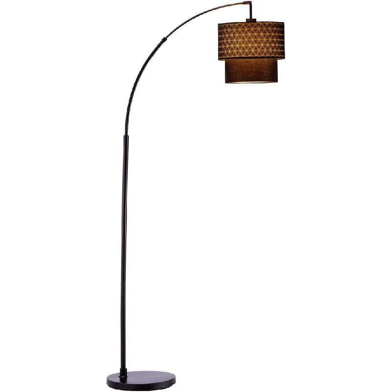 Glass Floor Lamp with Frosted Shades for Soft Diffused LightGlimmer Arc Lamp Matte Black