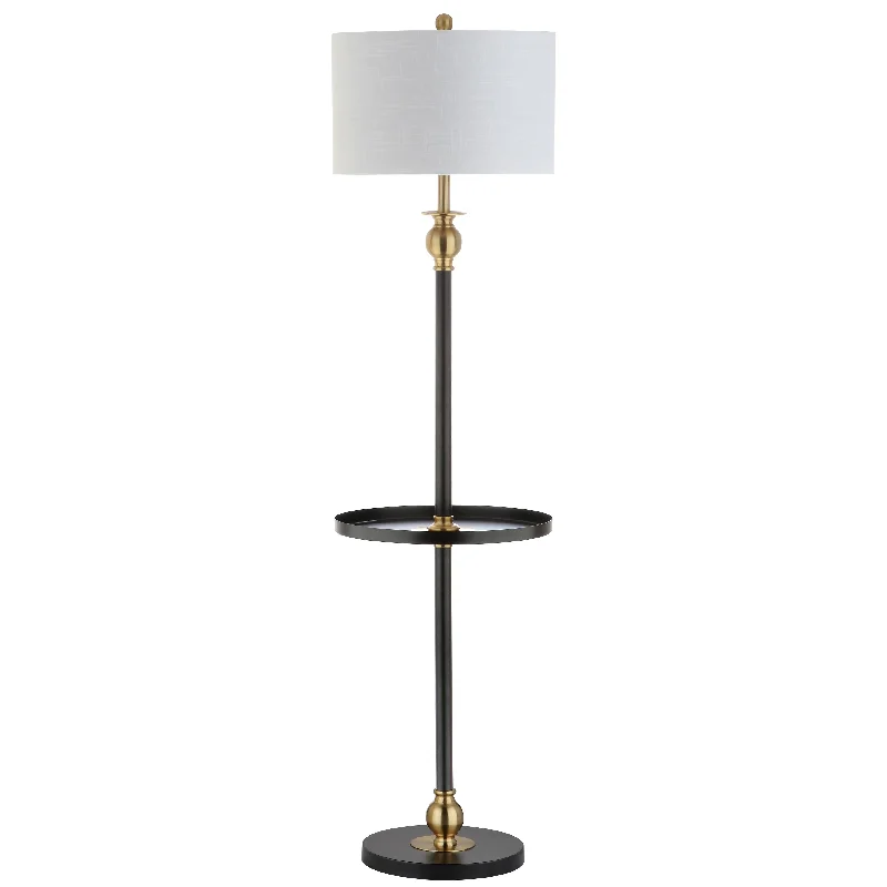 USB Charging Port Floor Lamp for Convenient Device ChargingLee 61" Metal LED End Table Floor Lamp, Black/Brass by JONATHAN Y - 61" H x 16" W x 16" D