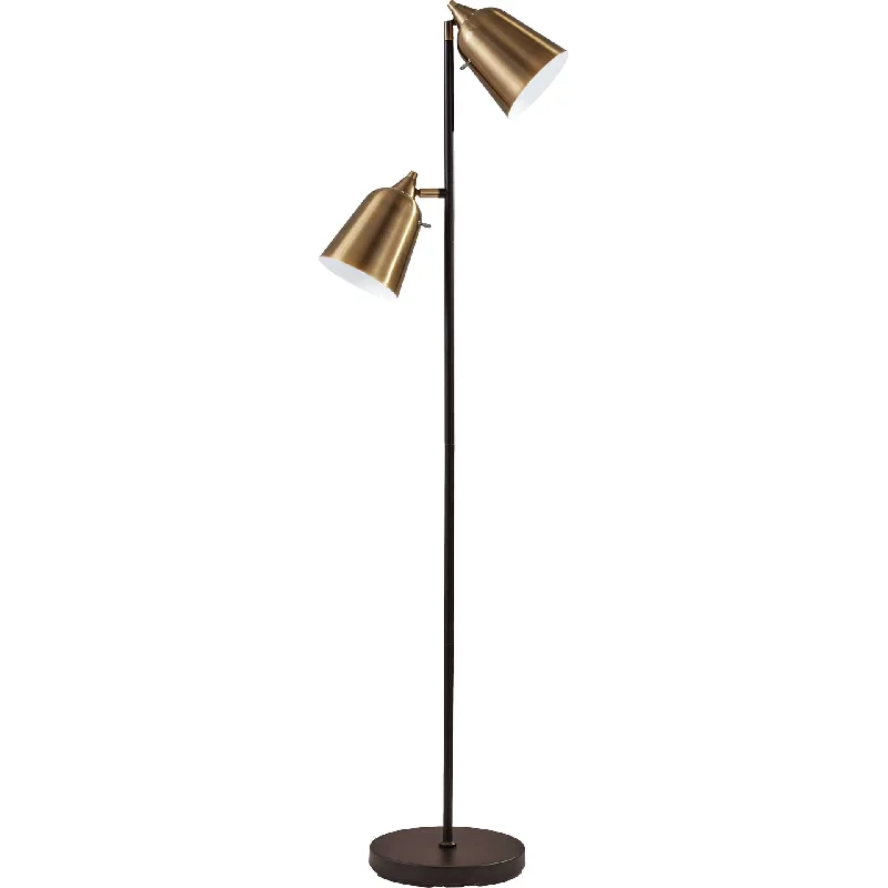 Industrial Style Floor Lamp with Exposed Bulbs for Loft ApartmentsMacon Floor Lamp Black/Antique Brass