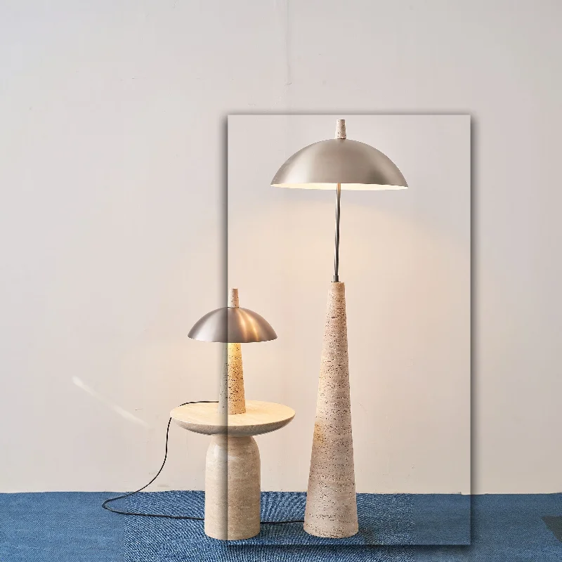 Industrial Style Floor Lamp with Exposed Bulbs for Loft ApartmentsNatural  Travertine Floor Lamp JA-015F