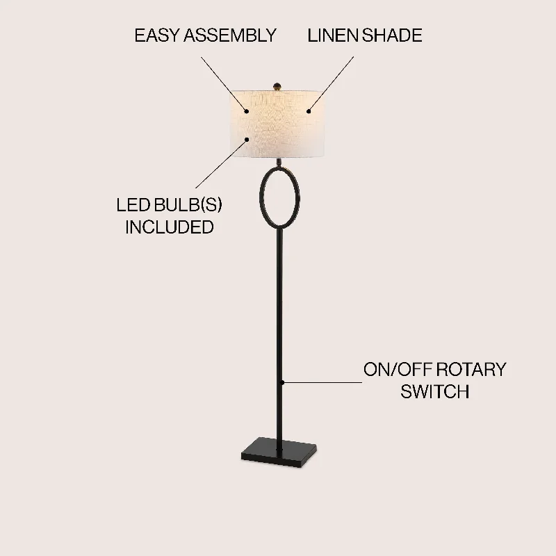 Rustic Farmhouse Style Floor Lamp for Cozy BedroomsOliver Metal LED Floor Lamp, by JONATHAN Y - 61" H x 15" W x 15" D