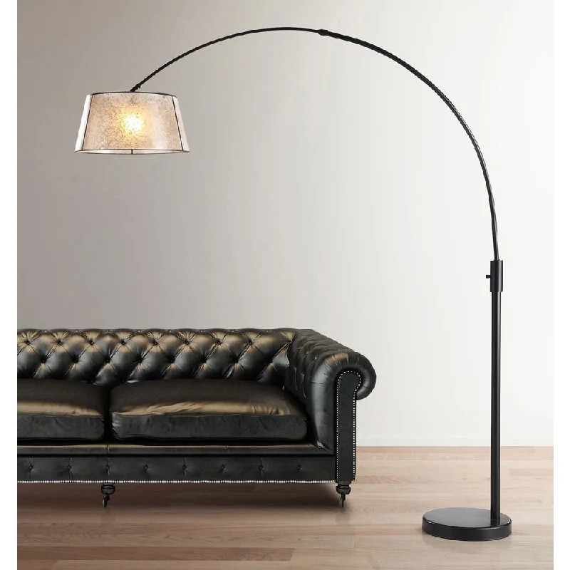 Modern Minimalist Floor Lamp for Contemporary Living RoomsOrbita 82-inch Dark Bronze Retractable Arch Dimmable Floor Lamp with LED Bulb and Mica Shade