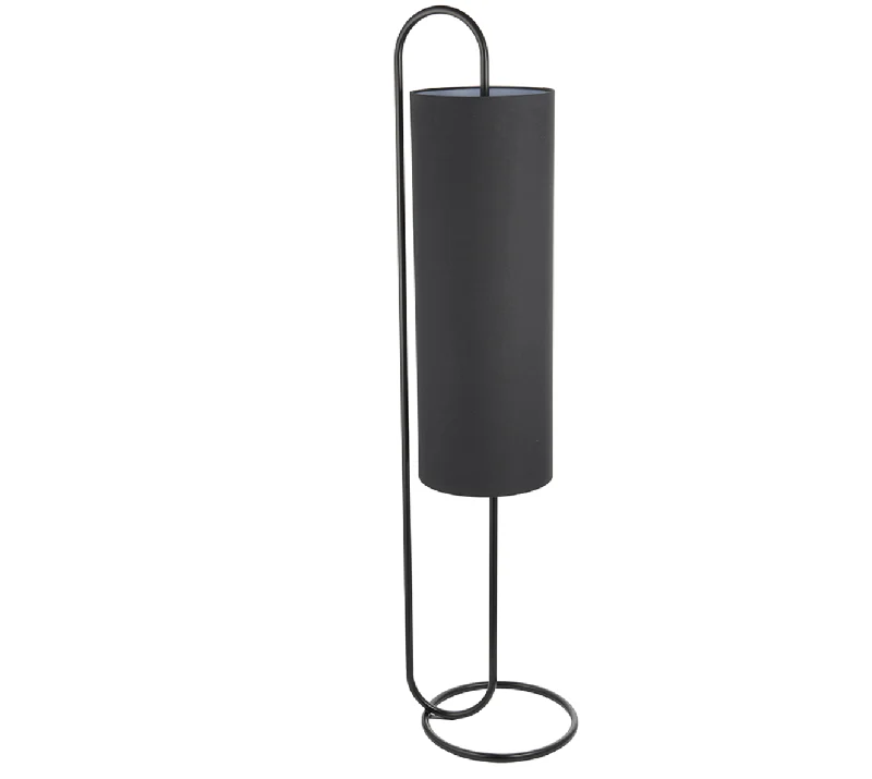 Metal Floor Lamp with a Matte Black Finish for a Sleek LookOval structural matt black floor light with black fabric shade - ID 11398