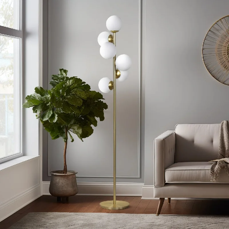 Adjustable Height Floor Lamp for Versatile Lighting NeedsSagebrook Home Modern Glam Glass 72" Frosted Globe Floor Lamp, Gold, Pedestal - 14" x 14" x 72"