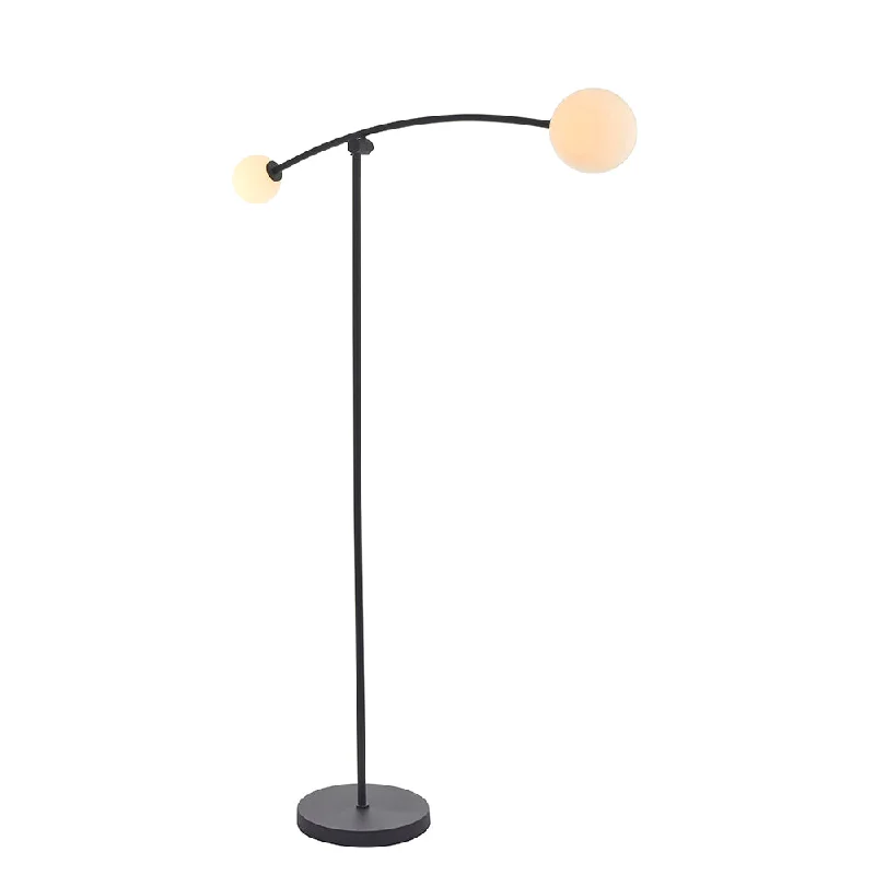 Metal Floor Lamp with a Matte Black Finish for a Sleek LookTextured Matt Black Adjustable Two Lamp Floor Lamp - ID 11058