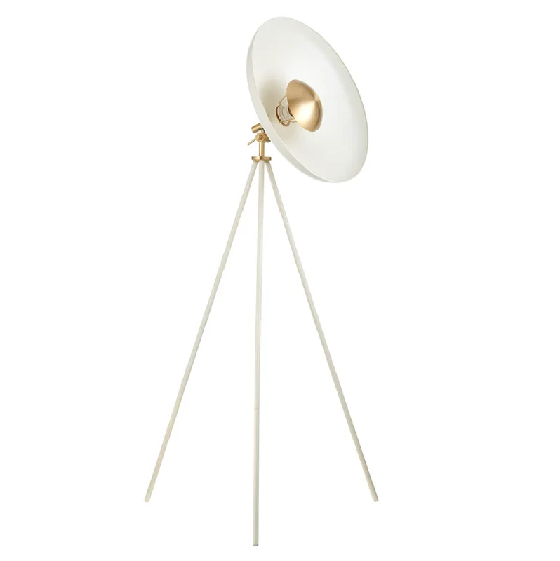 Modern Minimalist Floor Lamp for Contemporary Living RoomsWarm White Coned Floor with Brushed Brass Plate - ID 12100