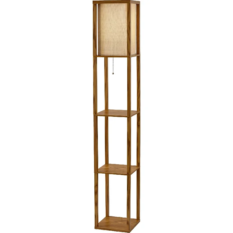 Wood Floor Lamp with Natural Grain for a Warm and Organic FeelWilliam Shelf Lamp Natural