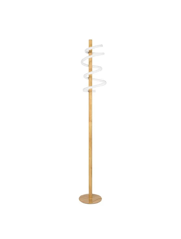 Modern Minimalist Floor Lamp for Contemporary Living RoomsWooden Floor Lamp with Spiral LED - ID 11403