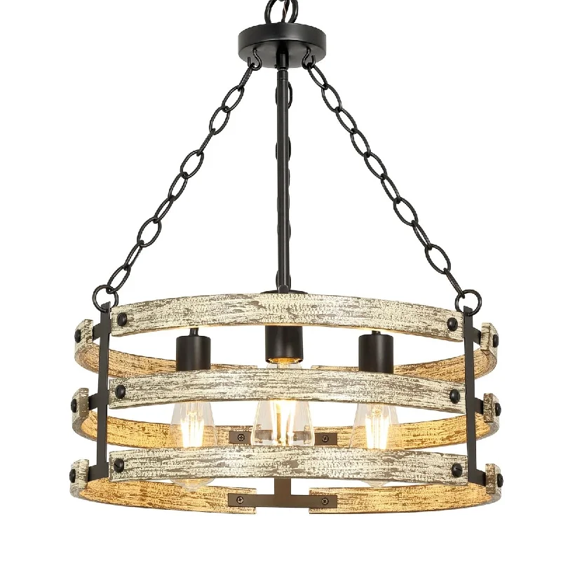 Glass Ceiling Lights with Frosted, Colored, or Etched GlassDLLT 3-Light Farmhouse Chandelier Light Fixtures, Rustic Drum Hanging Pendant Lighting, Semi Flush Mount Ceiling Light for Dining Room Kitchen Entryway Foyer Hallway, Black Metal Finish