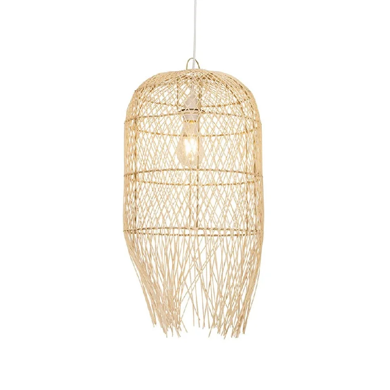 Tropical - Themed Ceiling Lights with Palm - Leaf Shapes and Rattan WrapsAnalia-B Pendant Light - Woven Rattan