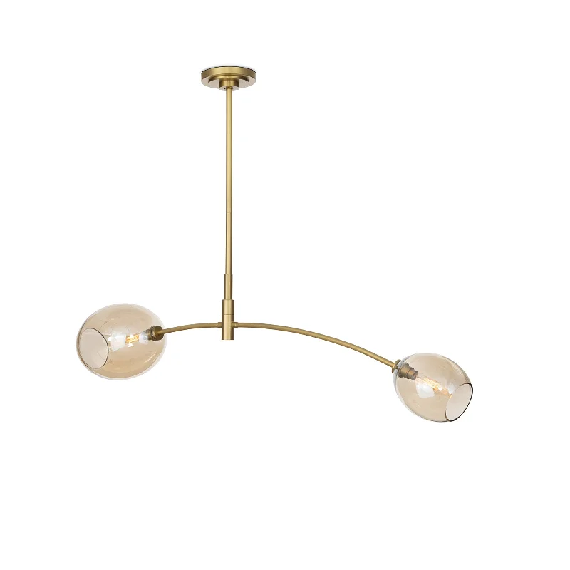 Art Nouveau Ceiling Lights with Organic, Flowing ShapesArtemis Pendant Double (Natural Brass with Champagne Glass)