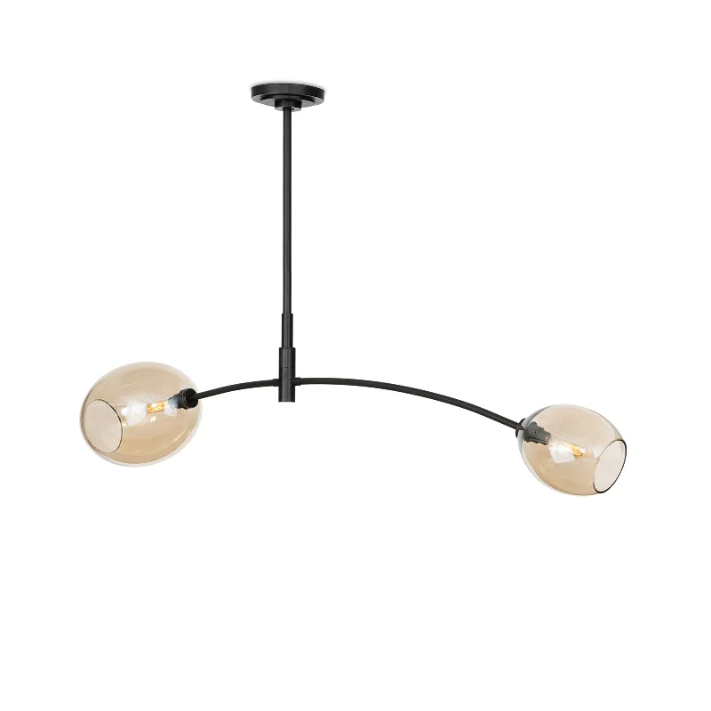 Glass Ceiling Lights with Frosted, Colored, or Etched GlassArtemis Pendant Double (Oil Rubbed Bronze with Champagne Glass)