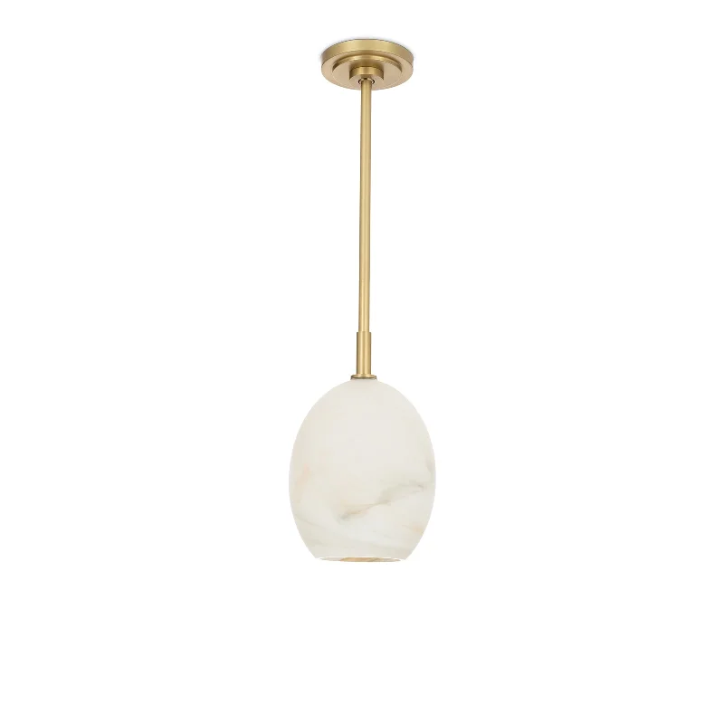 Chinese - Style Ceiling Lights with Red Lantern - Inspired DesignsArtemis Pendant Single (Natural Brass with Alabaster Glass)