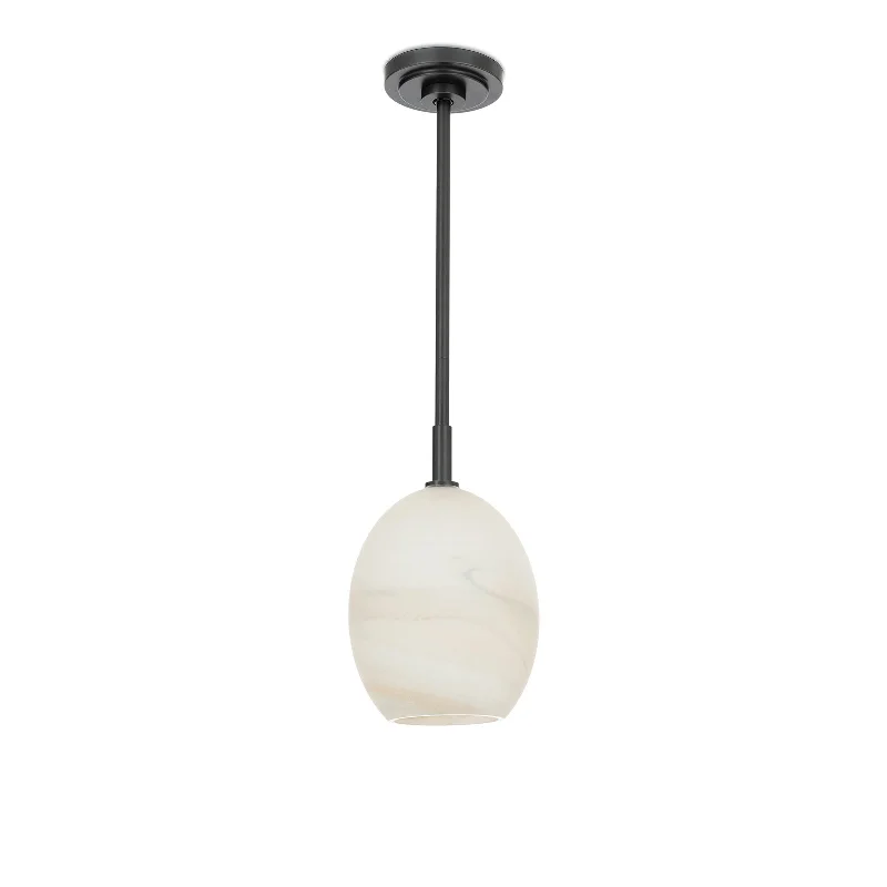 Tropical - Themed Ceiling Lights with Palm - Leaf Shapes and Rattan WrapsArtemis Pendant Single (Oil Rubbed Bronze with Alabaster Glass)