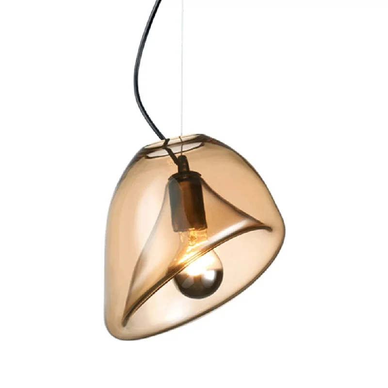 Tropical - Themed Ceiling Lights with Palm - Leaf Shapes and Rattan WrapsArum Lily Pendant Light Amber and Black