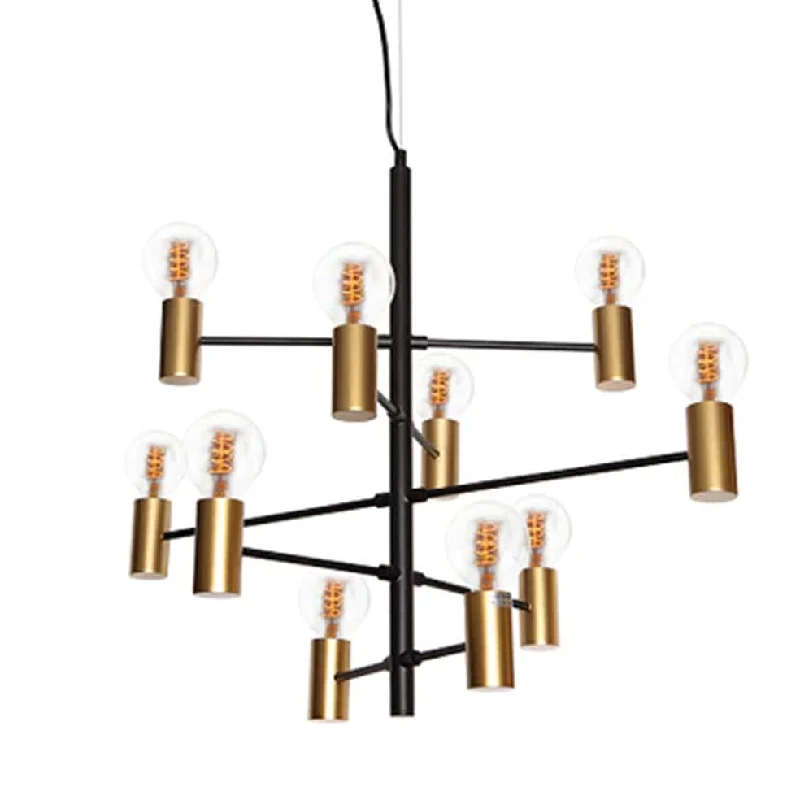 Metal Ceiling Lights in Brass, Copper, Stainless Steel, and IronConstellation 10 Light Pendant - Satin Gold & Black