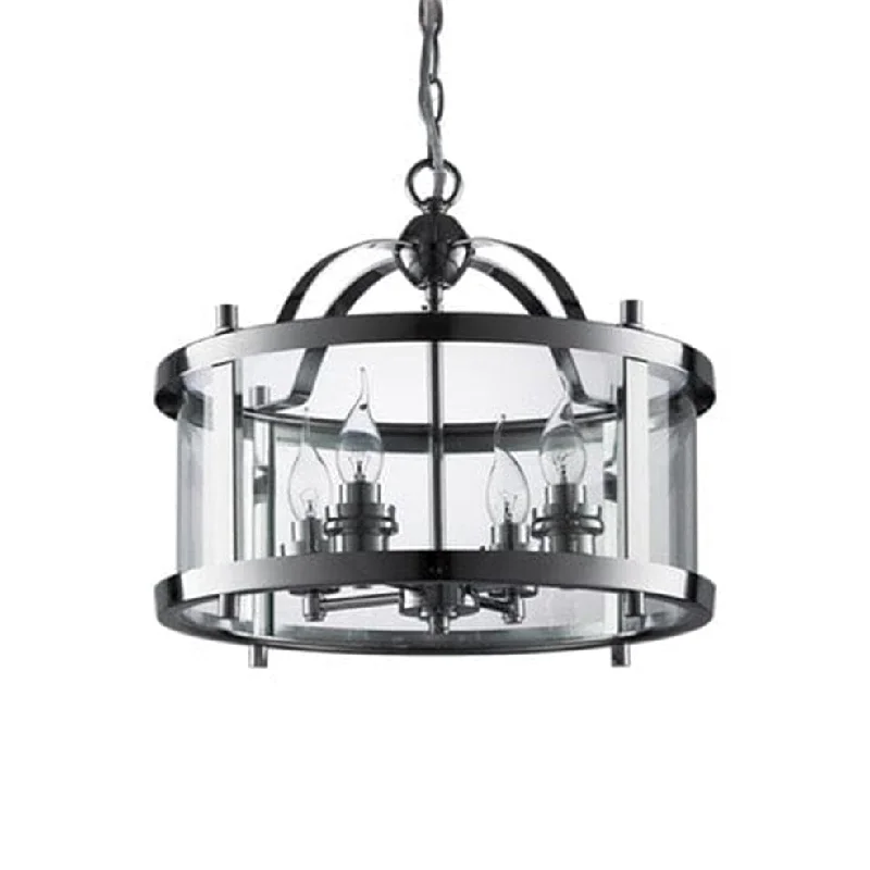 Victorian - Inspired Ceiling Lights with Ornate Crystal ChandeliersDrum Shaped Glass Lantern Pendant Light