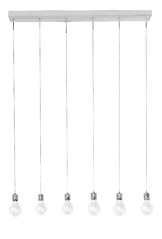 Industrial Style Ceiling Lights with Exposed Bulbs and Metal CagesEdison 6-Light Pendant