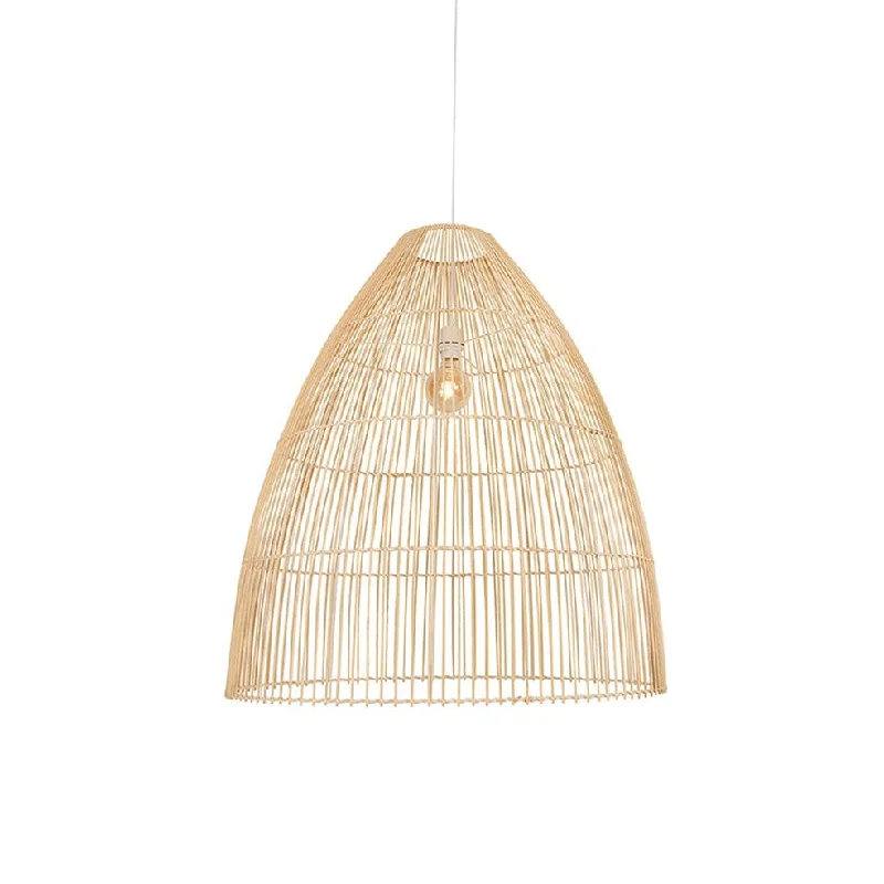 Industrial Style Ceiling Lights with Exposed Bulbs and Metal CagesLupo Pendant Light - Natural Woven Rattan