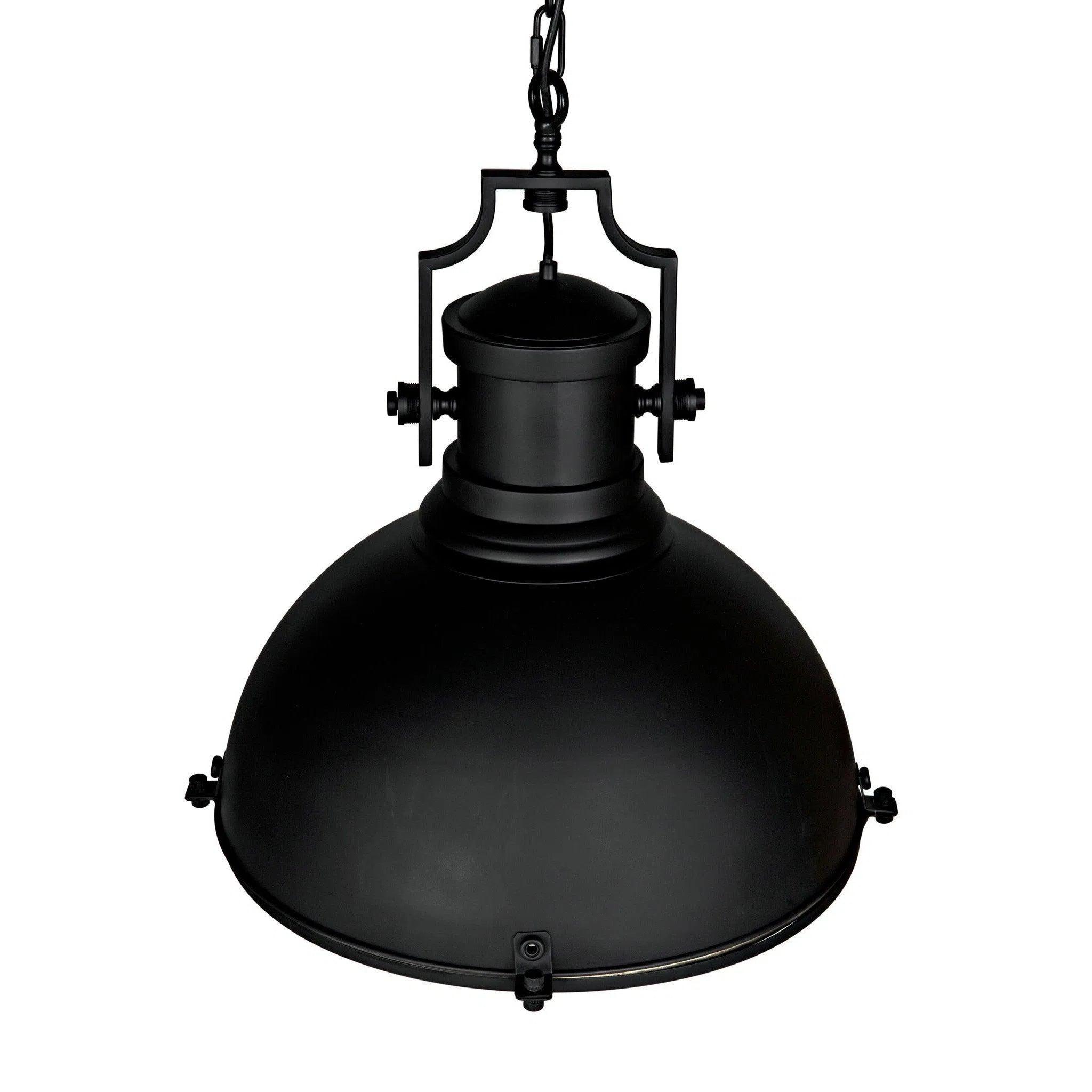 Mediterranean - Style Ceiling Lights with Terra - Cotta and Ceramic DetailsMetal Marine Fixture Black Steel Pendant