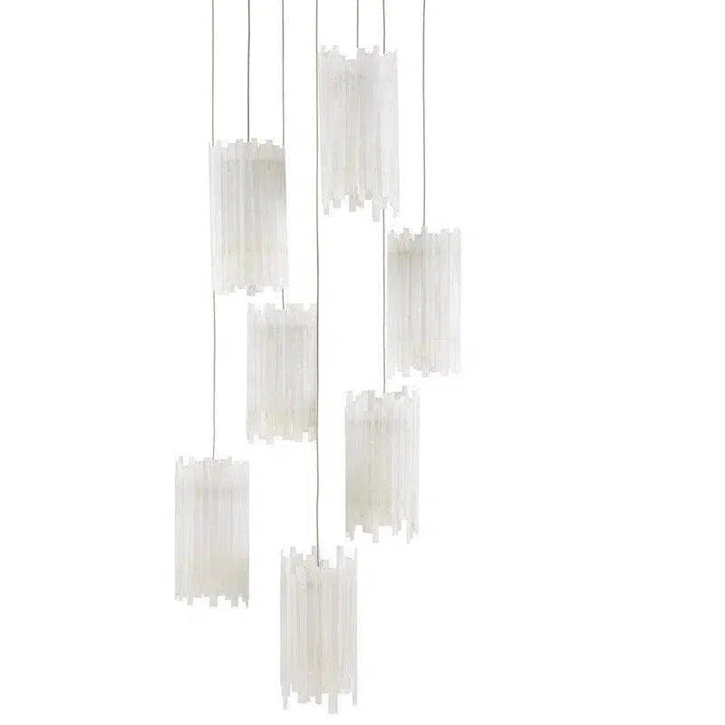 Japanese - Inspired Ceiling Lights with Shoji - Screen - like DiffusersNatural Painted Silver Escenia 7-Light Multi-Drop Pendant