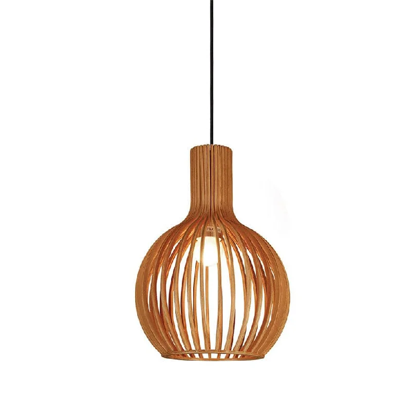 Metal Ceiling Lights in Brass, Copper, Stainless Steel, and IronNube Wooden Pendant Light