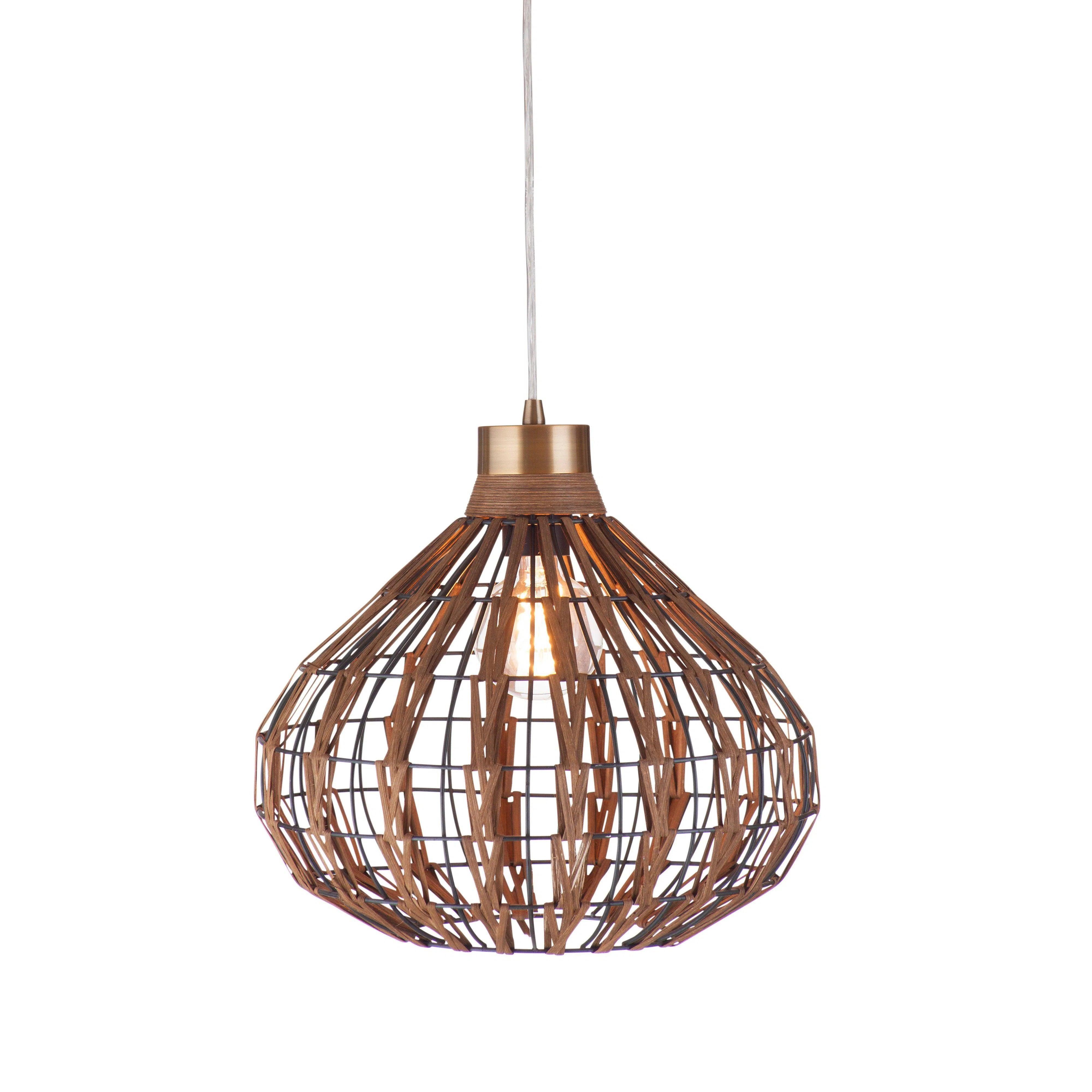 Art Nouveau Ceiling Lights with Organic, Flowing ShapesPepper Moon Metal and Rattan Brown Pendant