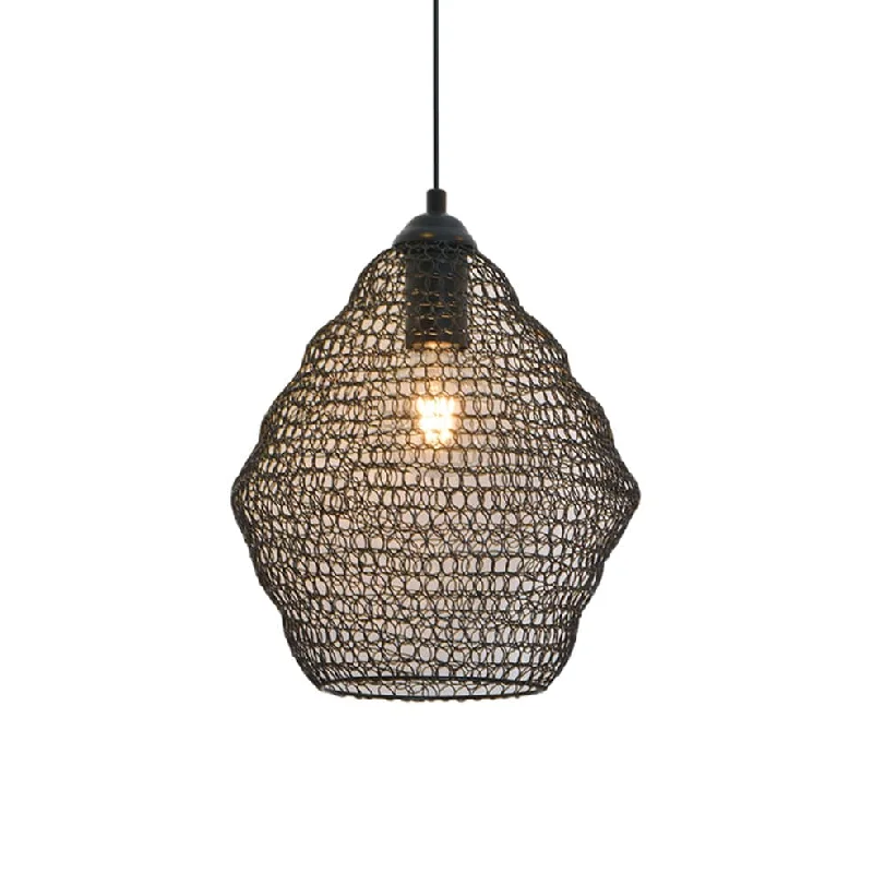 Indian - Themed Ceiling Lights with Intricate Filigree and Mirror WorkPhantom Wire Mesh Pendant Light Black or Gold | 2 Sizes