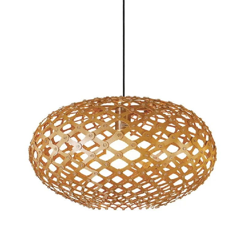 Indian - Themed Ceiling Lights with Intricate Filigree and Mirror WorkPoppy Wooden Pendant Light