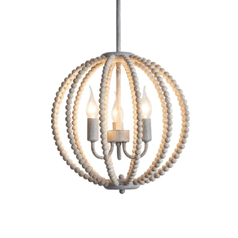 Tropical - Themed Ceiling Lights with Palm - Leaf Shapes and Rattan WrapsRound Vintage Pendant Light