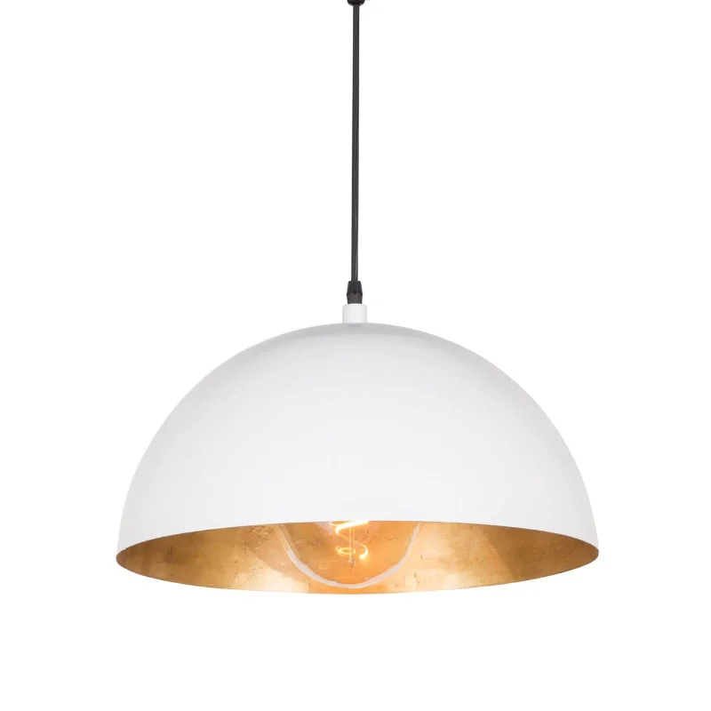 Scandinavian Style Ceiling Lights with Light Wood AccentsSigmund Pendant Small (White and Gold)