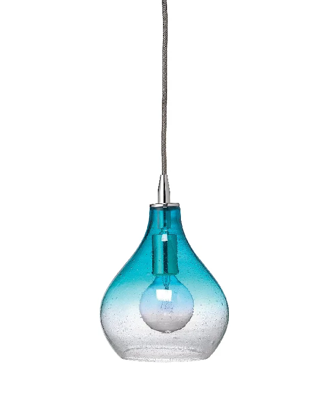 Rustic Ceiling Lights with Reclaimed Wood and Distressed FinishesSmall Curved Pendant - Blue