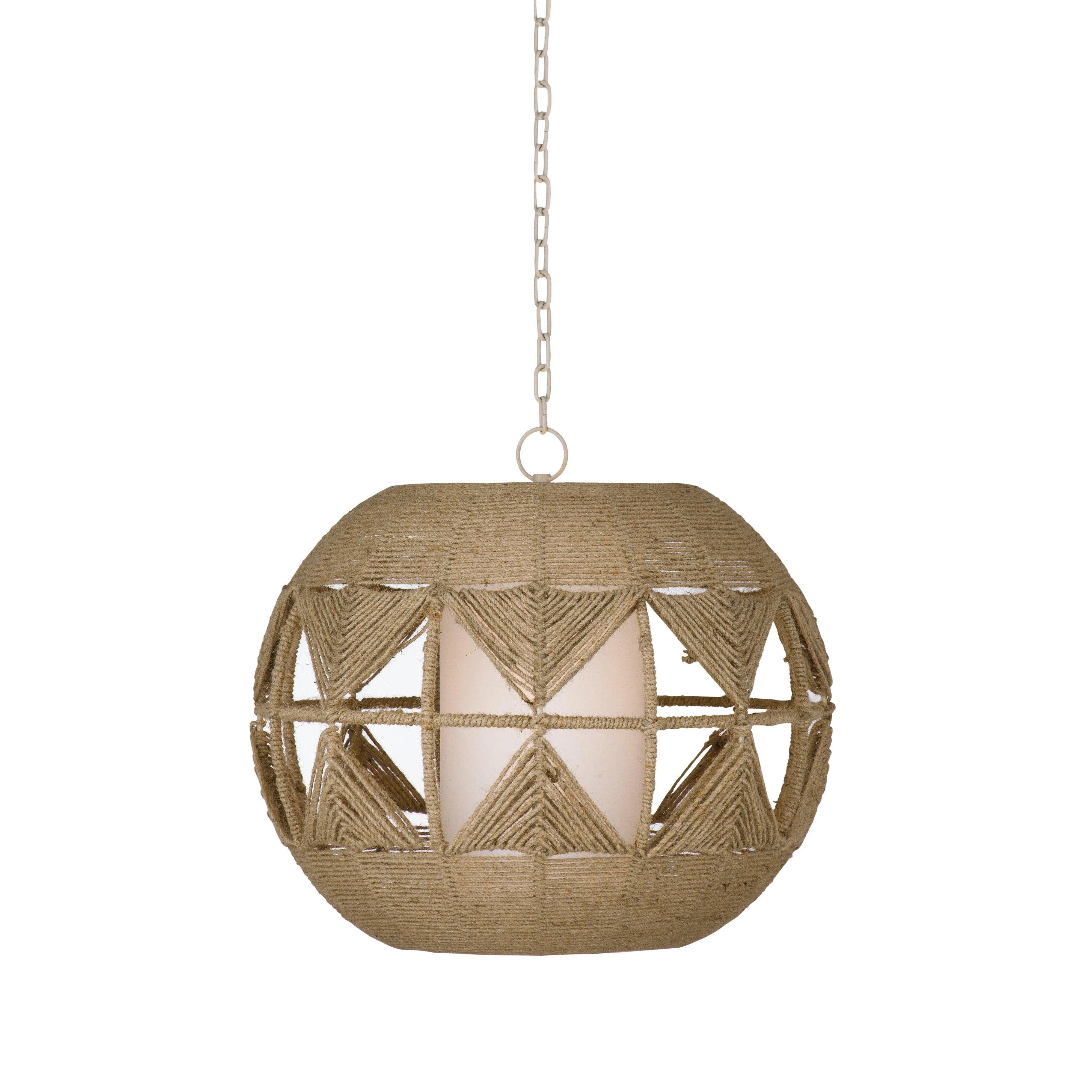 Rustic Ceiling Lights with Reclaimed Wood and Distressed FinishesWoven Metal and Jute Brown Pendant Lamp